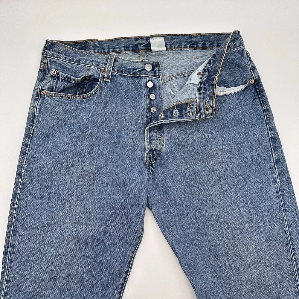 Levis Jeans Mens 38x30 (36x26 Fit) Blue Denim 501 Jeans Y2K 2007 Button Fly